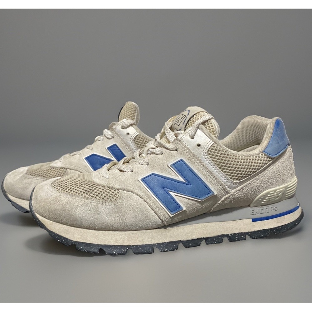 New Balance 574 Suede Sneakers Sea Salt New Spruce ML574DWS Mens 9.5 Womens 11